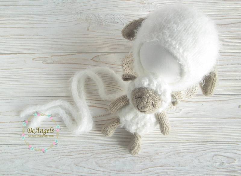 Lamm Requisiten | Stofftierchen Und Häubchen Schaf Photo Prop Stofftier Spielzeug Gestricktes Gestrickte Puppe von BAprops