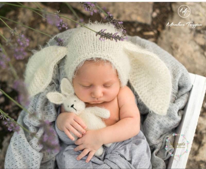 Neugeborene Häschenmütze Und Spielzeug | Verschiedene Farben Flauschige Häschenmütze| Baby Hase Mütze Neugeborenen Tierhaube von BAprops