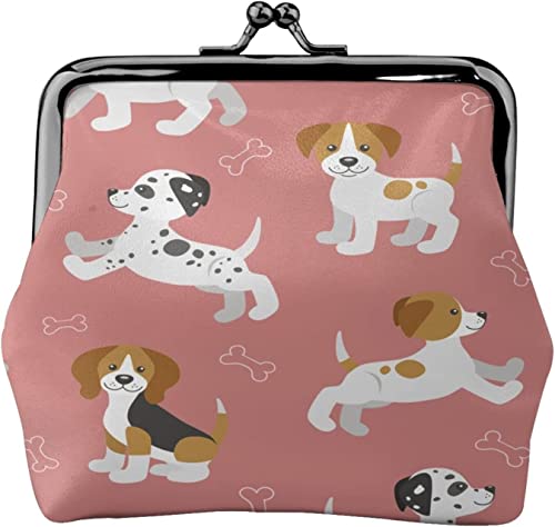 Lustiger Hündchen-Beagle-Dalmatiner-Muster-Muster-Geldbörse aus Leder für Damen, Kleingeldbeutel mit Verschluss, Geldbörse für Mädchen, Geschenk von BAtlam