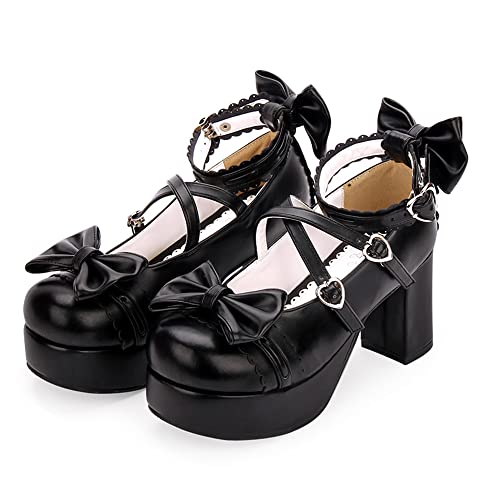 BB BEROBELLO FASHION IS AN ATTITUDE Japanische Lolita Party Schuhe Plateau Heels Riemchen Damen Pumps, Schwarz, 40 EU von BB BEROBELLO FASHION IS AN ATTITUDE