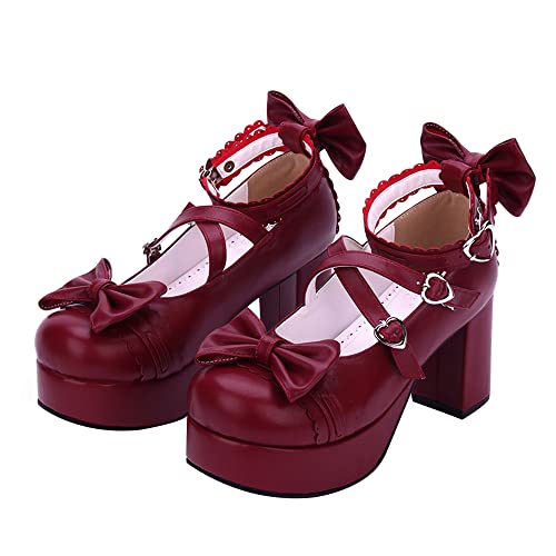 BB BEROBELLO FASHION IS AN ATTITUDE Japanische Lolita Party Schuhe Plateau Heels Riemchen Damen Pumps, Weinrot, 38.5 EU BB BEROBELLO FASHION IS AN ATTITUDE Japanische Lolita Party Schuhe Plateau Heels Riemchen Damen Pumps, Weinrot, 38.5 EU von BB BEROBELLO FASHION IS AN ATTITUDE