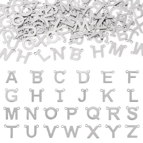 Beadthoven 104 Stück 26 Buchstaben-Anhänger für Schmuckherstellung, Edelstahlglieder, Initiale A-Z, Alphabet-Anhänger, Großbuchstaben, ABC-Buchstaben, Metall-Schmuckanhänger für selbstgemachte Beadthoven 104 Stück 26 Buchstaben-Anhänger für Schmuckherstellung, Edelstahlglieder, Initiale A-Z, Alphabet-Anhänger, Großbuchstaben, ABC-Buchstaben, Metall-Schmuckanhänger für selbstgemachte von BB Beadthoven