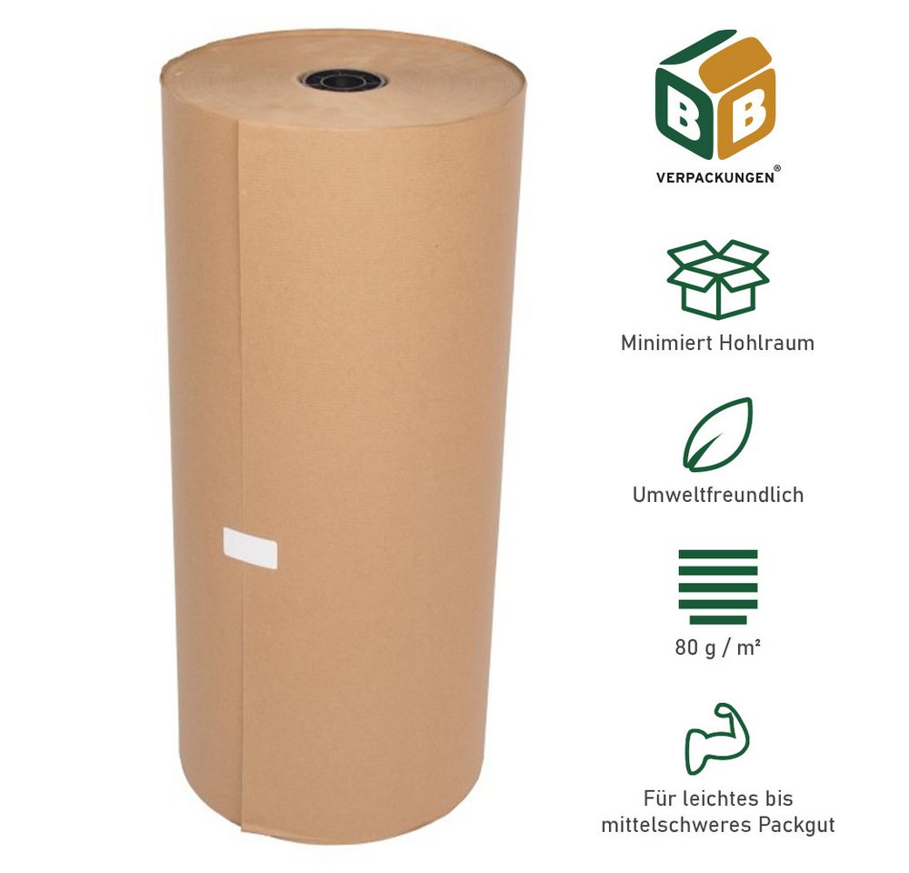BB-Verpackungen Tragetasche Natronmischpapier 0,75 x 300 m reißfest Kraftpapier von BB-Verpackungen