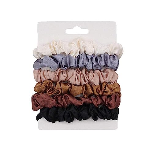 6Pcs Elastische Haarbänder Für Mädchen Satin Seide Scrunchies Haar Frauen Haar Seil Pferdeschwanz Krawatten Zubehör von BBASILIYSD