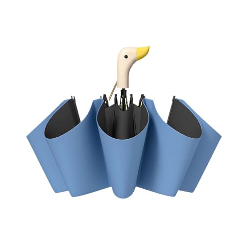 BBASILIYSD Kompakter Reise-Regenschirm mit Duckhead-Griff, Entenkopf-Design, 8 Rippen, faltbar, dunkelblau, Einheitsgröße von BBASILIYSD