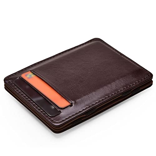 BBASILIYSD Männer Brieftasche Dünne Vertikale Pu Leder Elastische Band Geldbörse Mini Id Karte für Männer Karte Neue Kredit Hot Case Bank, braun, aufrecht von BBASILIYSD