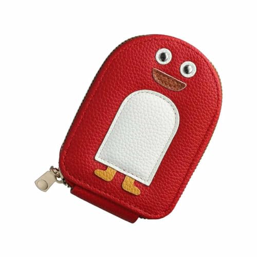 BBASILIYSD Pinguine PU Kreditkarte Münze Brieftasche, Cartoon Pinguin Akkordeon Karte Tragbare Brieftasche, Multi-slo Karte Pinguin Halter, rot, B von BBASILIYSD