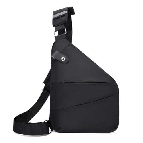 Diebstahl Crossbody Tasche für Damen und Herren Multi-Pocket Brusttasche Sling Bag Tasche Reise Wasserdicht für Fahrraddiebstahl, Schwarze linke Brust von BBASILIYSD