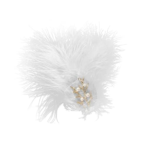 Romantische weiße Feder-Haarspange für Damen, Party-Haarnadeln, Fascinator, Haarschmuck, weiße Haarspangen, J1o5 Haarspange, elegant von BBASILIYSD