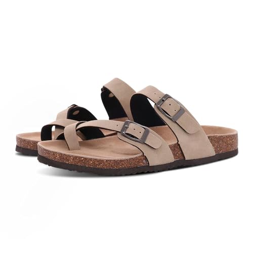 BBAUER Sandalen Damen Herren Strandsandalen Dicke Sohle Kork Hausschuhe Sommer Home Open Toe Flache Sandalen-At2-40(Passend 24,5M) von BBAUER