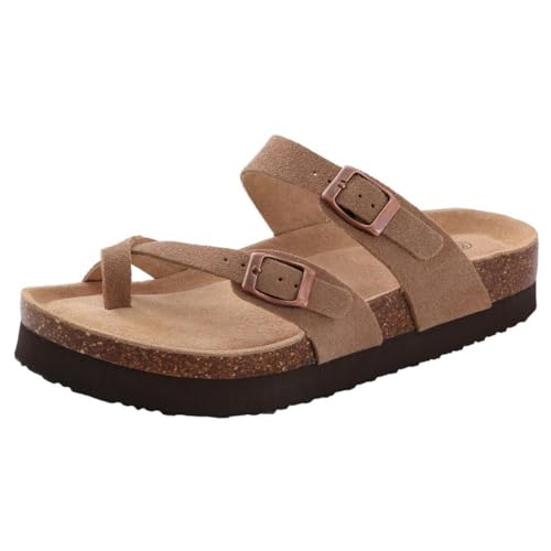 BBAUER Sandalen Damen Herren Strandsandalen Dicke Sohle Kork Hausschuhe Sommer Home Open Toe Flache Sandalen-At3-42(Passform 26Cm) von BBAUER