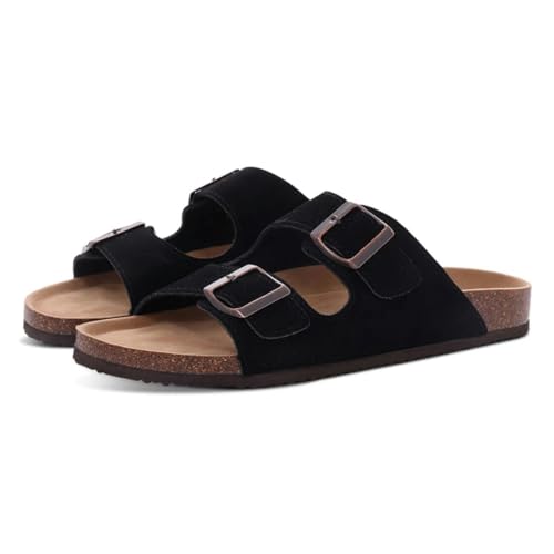 BBAUER Sandalen Damen Herren Strandsandalen Dicke Sohle Kork Hausschuhe Sommer Home Open Toe Flache Sandalen-Bk-40(Passend 24,5M) von BBAUER