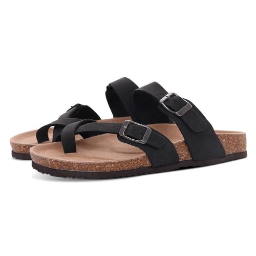 BBAUER Sandalen Damen Herren Strandsandalen Dicke Sohle Kork Hausschuhe Sommer Home Open Toe Flache Sandalen-Bk2-39(Passend 24Cm) von BBAUER