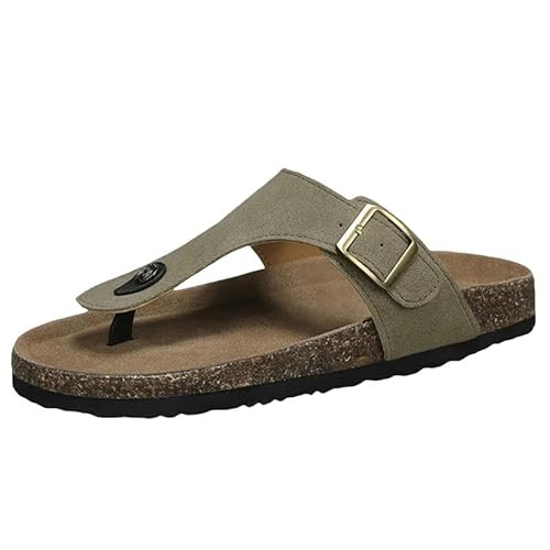 BBAUER Sandalen Damen Sandalen Sommer Open Toe Damenschuhe Flache Sandalen Damen Rutschfeste Leichte Laufschuhe-Khaki-40 von BBAUER