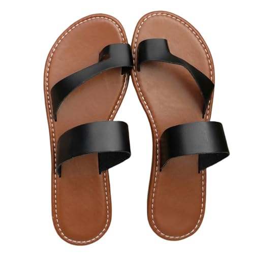 BBAUER Sandalen Damen Sommer Casual Sandalen Flat Flip Flop Damen Große Größe Open Toe Sandalen-Schwarz-36 von BBAUER