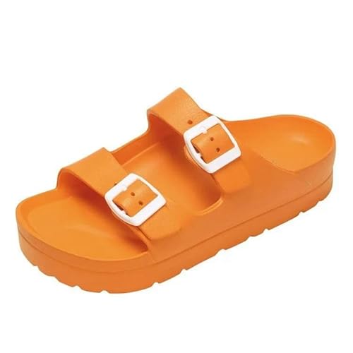 BBAUER Sandalen Dicke Sohle Sandalen Damen Schleife Schuhe Verstellbare Schnalle Hausschuhe Outdoor Strand Hausschuhe-Orange B-36(22.5Cm) von BBAUER