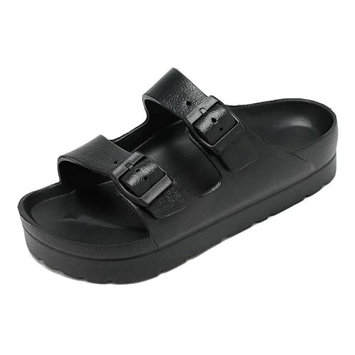 BBAUER Sandalen Dicke Sohle Sandalen Damen Schleife Schuhe Verstellbare Schnalle Hausschuhe Outdoor Strand Hausschuhe-Schwarz B-37(23Cm) von BBAUER