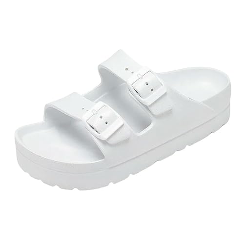 BBAUER Sandalen Dicke Sohle Sandalen Damen Schleife Schuhe Verstellbare Schnalle Hausschuhe Outdoor Strand Hausschuhe-Weiß B-37(23Cm) von BBAUER