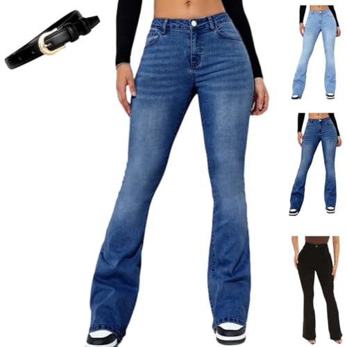 BBDHPLLOA Women's High Waist Butt-Lifting Slim Denim Pants,Tummy Control Stretch Flare Jean with Pockets,Curvy Skinny Shaping Jeans von BBDHPLLOA