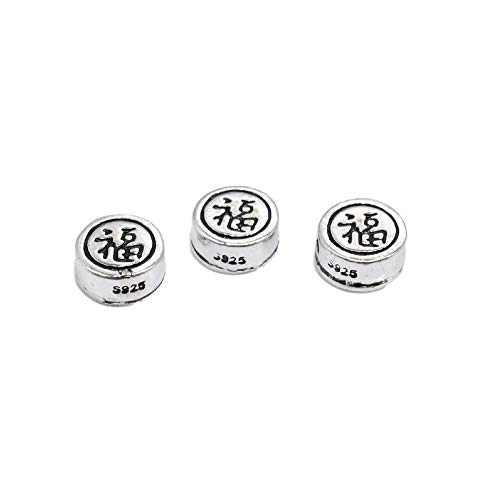 10 Sterling Silber Glücksperlen 2-seitig Winziges Glück Glücksperlen 925 Silber Glücksperlen Chinesische Zeichen Fu Perlen 10 Sterling Silber Glücksperlen 2-seitig Winziges Glück Glücksperlen 925 Silber Glücksperlen Chinesische Zeichen Fu Perlen von BBDMind