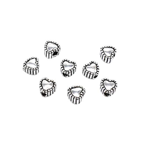 BBDMind 15 Sterling Silber Winzige Herz Perlen 2-seitig 925 Silber Liebe Herz Perlen Kleine Herz Perlen für Armband Spacer Perlen, Sterling-Silber von BBDMind