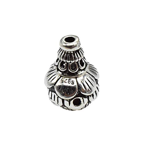 2 Sterling Silber Lotus Guru Perlen, 925 Silber Blume Guru Perlen, Mala Perlen, Gebetskette Perlen für Armband, Armband, Halskette, Bead von BBDMind