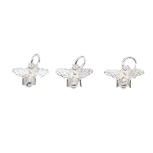 4 Sterling Silber Bienen-Charms, Honigbienen-Charms, 925 Silber Bienen-Charms, Armband Charm, Halskette Charm, Ohrring Charm, Shiny Bee von BBDMind