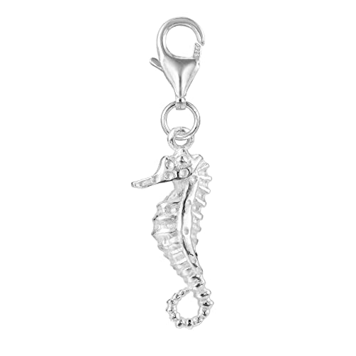 925 Sterling Silber Seepferdchen Clip auf Charm Karabinerverschluss für Meer Ozean Armband Halskette, Sterling-Silber von BBDMind