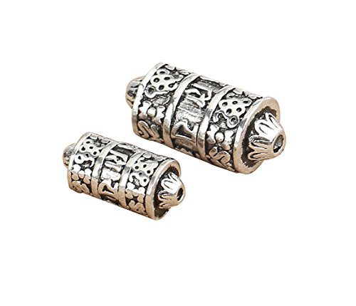 Sterling Silber Gebetsmühle Bead 925 Silber tibetischen Gebet Bead OM MANI PADME HUM Bead, Sterling-Silber, silber von BBDMind