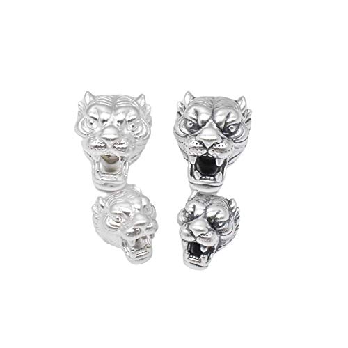 Tigerperle aus 999er-Sterlingsilber, 3D, Tigerperle, feine Silber-Tigerkopf-Perle, das Perlengewicht ist leicht (klein oxidiert (1 Stück)), Sterling-Silber von BBDMind