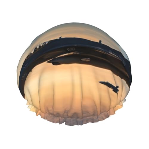 BBEXJIGY Aircraft Fighter Jets Druck Doppellagige Duschhaube Wiederverwendbare Duschhauben für Damen Herren von BBEXJIGY