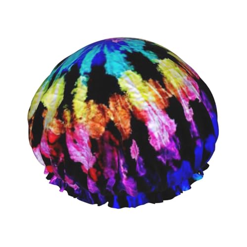 BBEXJIGY Doppelschichtige Duschhaube, Batikdruck, wiederverwendbare Duschhauben für Damen und Herren von BBEXJIGY