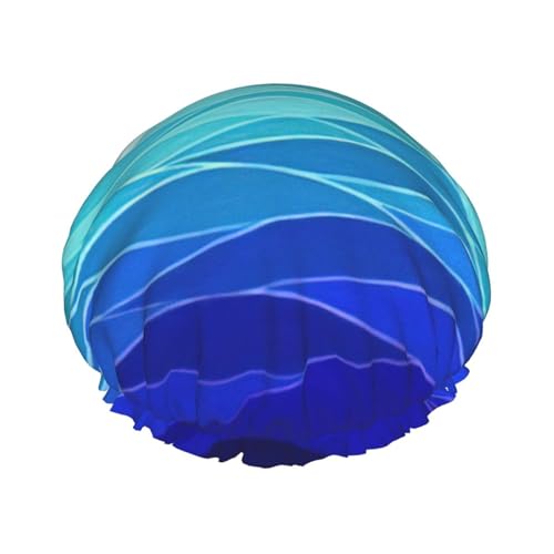 BBEXJIGY Doppelschichtige Duschhaube, wiederverwendbar, Segelboot mit Vögeln und Meereswellen, für Damen und Herren von BBEXJIGY