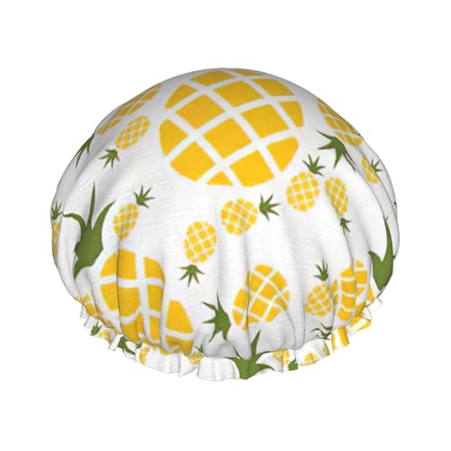 BBEXJIGY Doppelschichtige Duschhaube mit Ananas-Druck, wiederverwendbare Duschhauben für Damen und Herren von BBEXJIGY