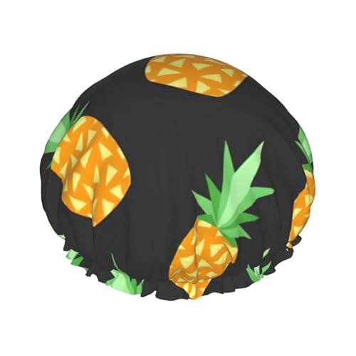 BBEXJIGY Doppelschichtige Duschhaube mit Ananas-Druck, wiederverwendbare Duschhauben für Damen und Herren von BBEXJIGY