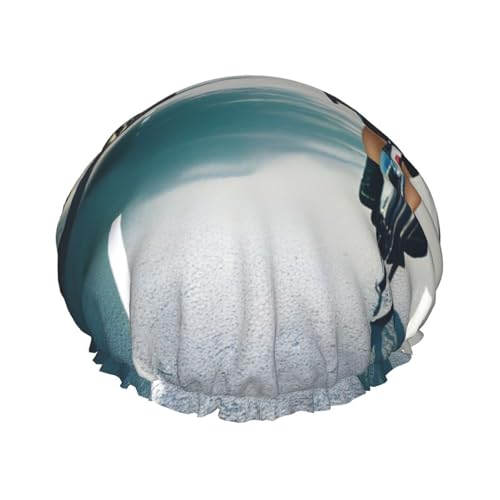 BBEXJIGY Doppelschichtige Duschhaube mit Auto- und Fahrraddruck, wiederverwendbare Duschhauben für Damen und Herren von BBEXJIGY