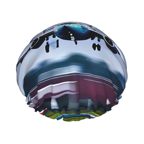 BBEXJIGY Doppelschichtige Duschhaube mit Fliegenflugzeugdruck, wiederverwendbare Duschhauben für Damen und Herren von BBEXJIGY