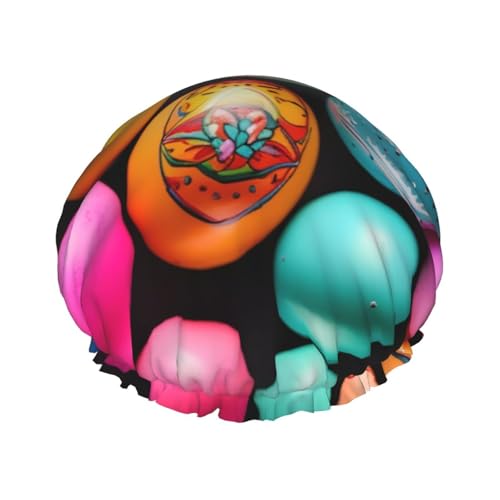 BBEXJIGY Doppelschichtige Duschhaube mit Ostereier-Druck, wiederverwendbare Duschhauben für Damen und Herren von BBEXJIGY