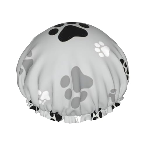 BBEXJIGY Doppelschichtige Duschhaube mit Tierpfotenabdruck, wiederverwendbare Duschhauben für Damen und Herren von BBEXJIGY