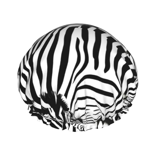 BBEXJIGY Doppelschichtige Duschhaube mit Zebramuster, wiederverwendbare Duschhauben für Damen und Herren von BBEXJIGY