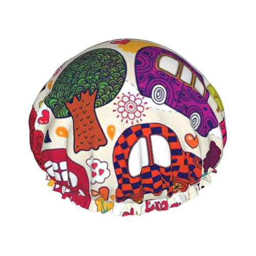 BBEXJIGY Doppelschichtige Duschhaube mit Zeitungsaufdruck, wiederverwendbare Duschhauben für Damen und Herren von BBEXJIGY