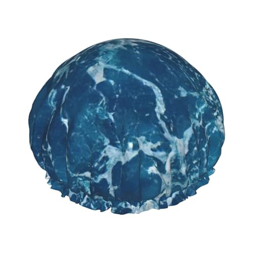 BBEXJIGY Doppelschichtige Duschhaube mit tropischem Ozean-Strand-Motiv, wiederverwendbar, für Damen und Herren von BBEXJIGY