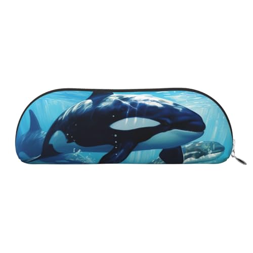 BBEXJIGY Killer Whales Swim Along Print Stilvolle Mini-Aufbewahrungstasche für Augenbrauenstifte und kleine Essentials, silber, Einheitsgröße von BBEXJIGY
