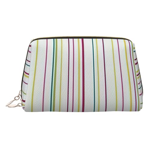 BBEXJIGY Kulturbeutel aus Leder, gestreift, bedruckt, für Damen, Kulturbeutel, Kosmetiktasche, Make-up-Tasche von BBEXJIGY