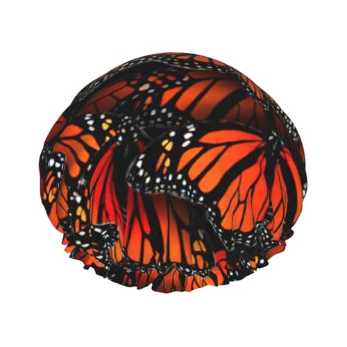 BBEXJIGY Monarch Butterflies Wiederverwendbare doppelschichtige Duschhaube für Damen und Herren von BBEXJIGY