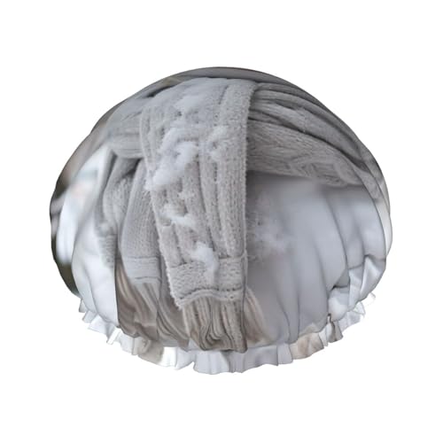 BBEXJIGY Niedliche Schneemänner Druck Doppellagige Duschhaube Wiederverwendbare Duschhauben für Damen Herren von BBEXJIGY