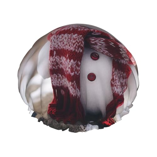 BBEXJIGY Niedliche Snowboard Schneemann Druck Doppellagige Duschhaube Wiederverwendbare Duschhauben für Damen Herren von BBEXJIGY