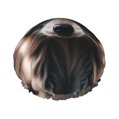 BBEXJIGY Niedlicher Waschbär (1) Druck Doppellagige Duschhaube Wiederverwendbare Duschhauben für Damen Herren von BBEXJIGY