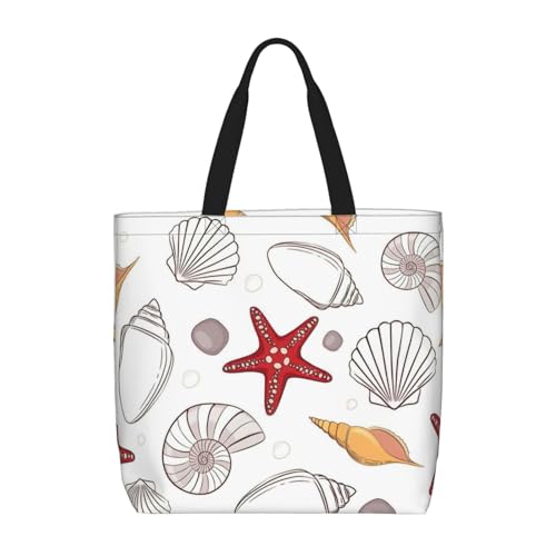 BBEXJIGY Shell Seestern Print Damen tragbare Tragetasche – großer Shopper für Strand, Reisen, Fitnessstudio, Sommerhandtasche BBEXJIGY Shell Seestern Print Damen tragbare Tragetasche – großer Shopper für Strand, Reisen, Fitnessstudio, Sommerhandtasche von BBEXJIGY