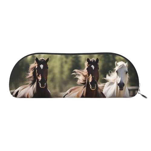 BBEXJIGY Stilvolle Mini-Aufbewahrungstasche für Augenbrauenstifte und kleine Essentials mit drei laufenden Pferden, silber, Einheitsgröße von BBEXJIGY
